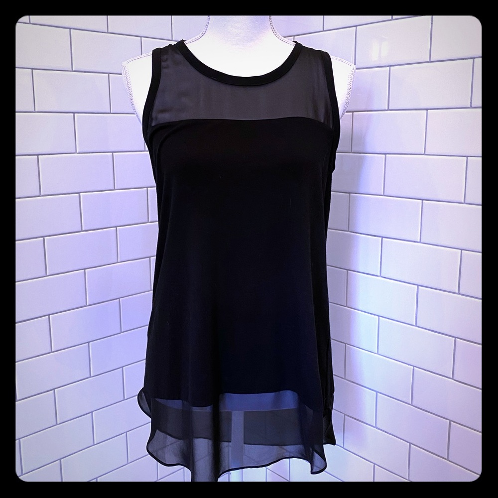 Vince Camuto Black Sheer Sleeveless Blouse
